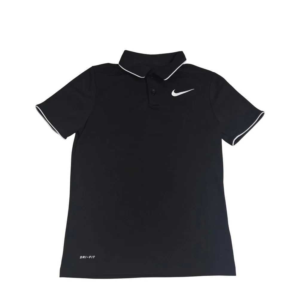 Nike boys Dri-FIT Polo Shirt Black White Short Sleeve Sport Top 915882-010 M